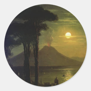 Ivan Aivazovsky-The Bay of Naples at moonlit night Classic Round Sticker