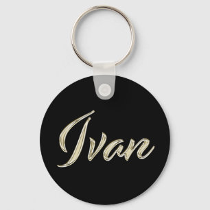 Ivan Name whitegold Button Schlüsselanhänger Key Ring
