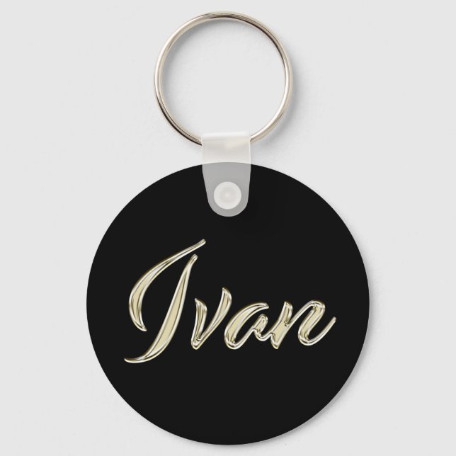Ivan Name whitegold Button Schlüsselanhänger Key Ring (Front)