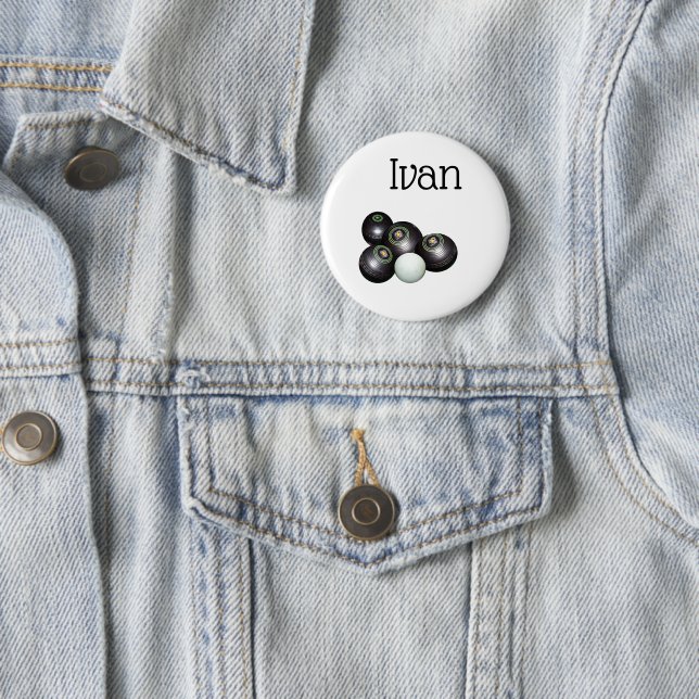 Ivan Name With Lawn Bowls Design, Badge (In Situ)