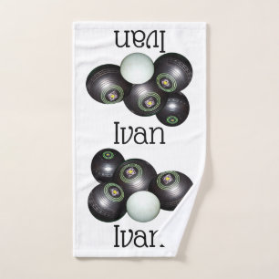 Ivan Name With Lawn Bowls Design, Hand Towel