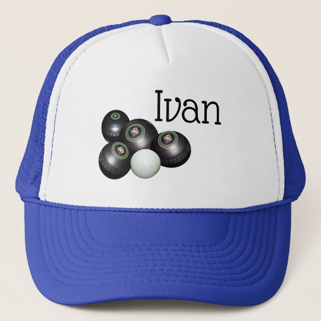 Ivan Name With Lawn Bowls Design, Truckers Hat (Front)