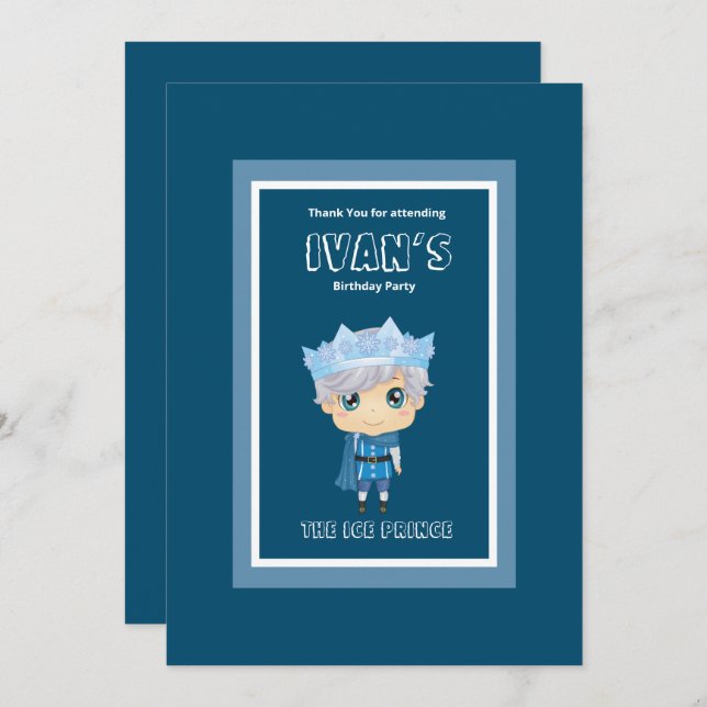 Ivan the ice prince birthday invitation (Front/Back)