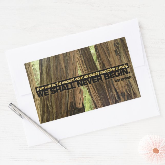 Ivan Turgenev Inspirational Quote "Ready" Rectangular Sticker (Envelope)