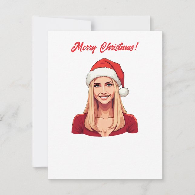Ivanka Trump With Santa Claus Hat Merry Christmas Holiday Card (Front)