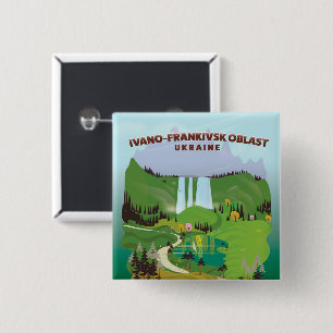 Ivano-Frankivsk Oblast Ukraine travel poster 15 Cm Square Badge