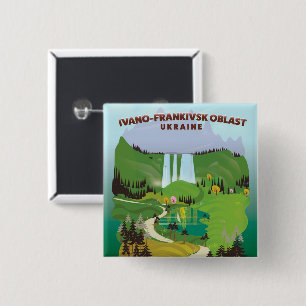 Ivano-Frankivsk Oblast Ukraine travel poster 15 Cm Square Badge