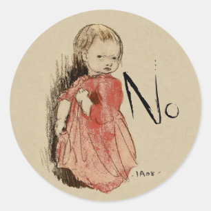Ivar Arosenius Lillan Defiant little girl says No Classic Round Sticker