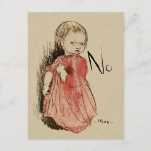 Ivar Arosenius Lillan Defiant little girl says No Postcard