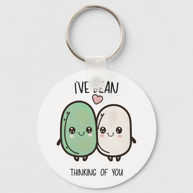 I've Bean Thinking of You Valentines Day Food Pun Key Ring (Front)