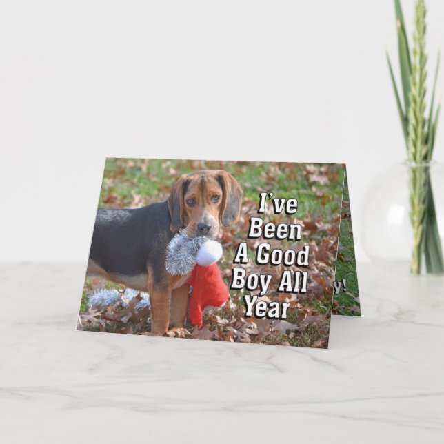 I've Been A Good Boy All Year Beagle Dog Christmas Holiday Card (Front)