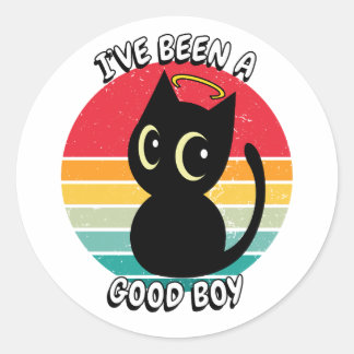 Ive been a good boy - black cat classic round sticker