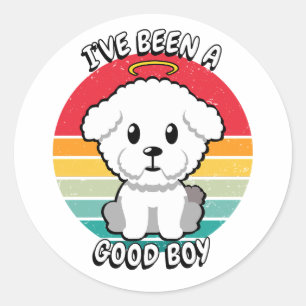 Ive been a good boy - fluffy dog classic round sticker