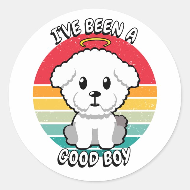Ive been a good boy - fluffy dog classic round sticker (Front)