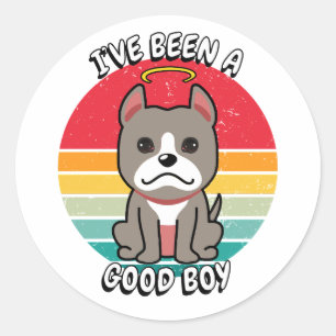 Ive been a good boy - grey dog classic round sticker