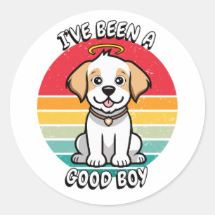 Ive been a good boy - happy dog classic round sticker