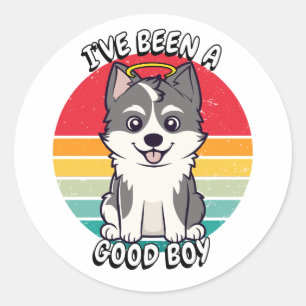 Ive been a good boy - husky dog classic round sticker