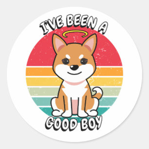 Ive been a good boy - orange dog classic round sticker