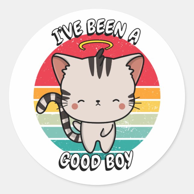 Ive been a good boy - tabby cat classic round sticker (Front)