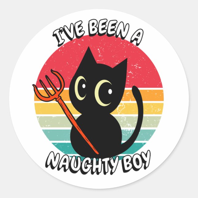 Ive been a naughty boy - black cat classic round sticker (Front)