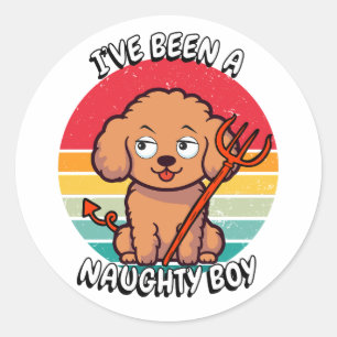 Ive been a naughty boy - brown dog classic round sticker