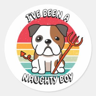Ive been a naughty boy - bulldog classic round sticker