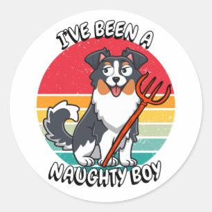 Ive been a naughty boy - collie classic round sticker