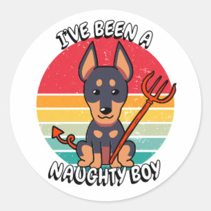 Ive been a naughty boy - guard dog classic round sticker