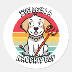 Ive been a naughty boy - happy dog classic round sticker