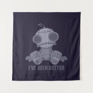I've Been Better Sad Robot Cartoon Tapestry