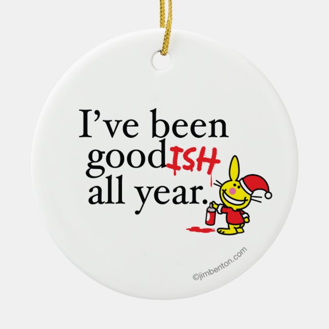 I've Been Goodish All Year Ceramic Tree Decoration (Front)