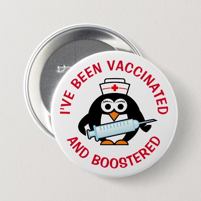 I've been vaccinated and boostered vaccination 7.5 cm round badge (Front & Back)