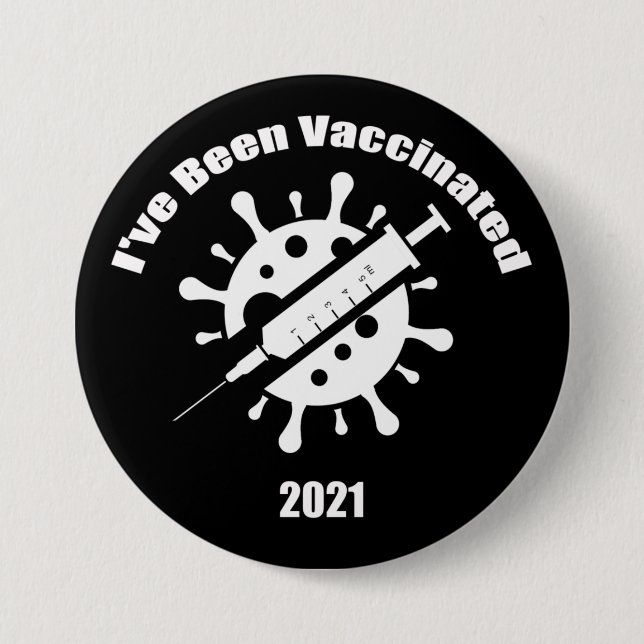 I've Been Vaccinated Black 7.5 Cm Round Badge (Front)