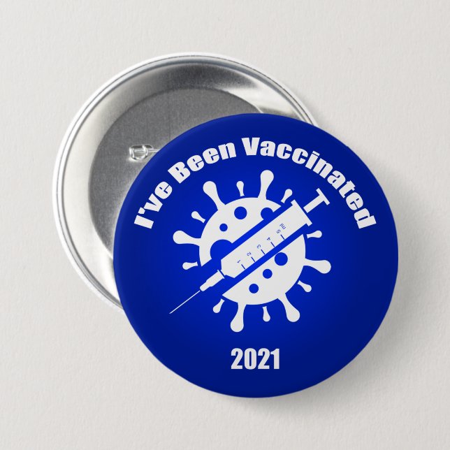 I've Been Vaccinated Blue 7.5 Cm Round Badge (Front & Back)