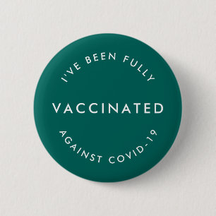 I've Been Vaccinated Covid-19 Modern Teal Green 6 Cm Round Badge