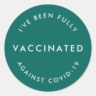 I've Been Vaccinated Covid-19 Modern Teal Green Classic Round Sticker