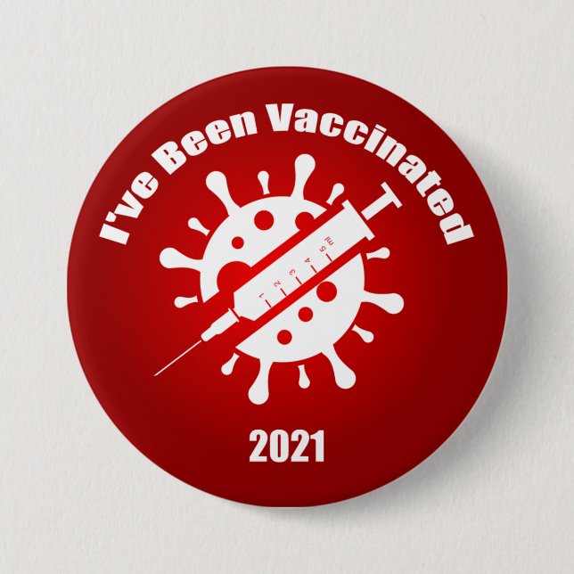 I've Been Vaccinated Red 7.5 Cm Round Badge (Front)