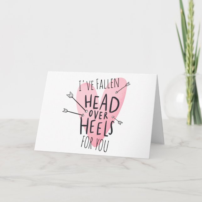 I've Fallen Head Over Heels For You Valentines Day Holiday Card (Front)