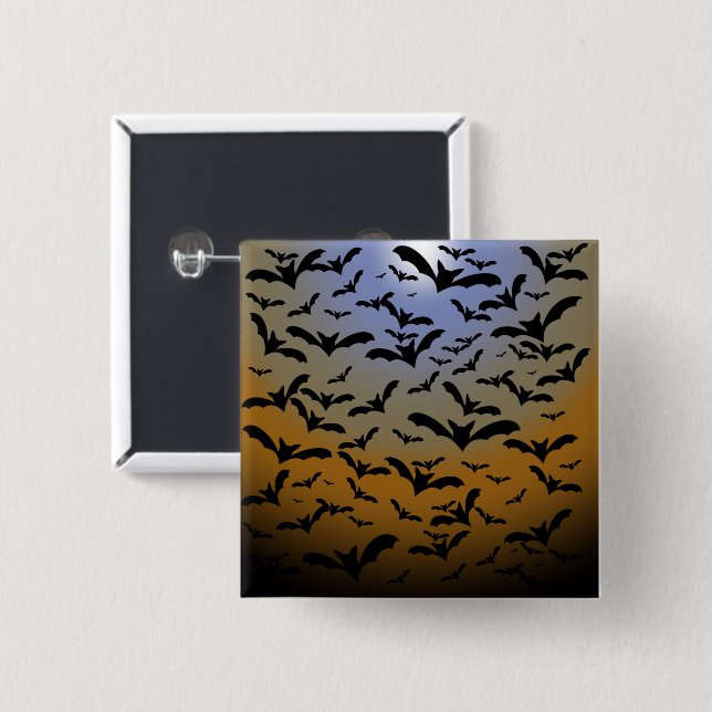 I've Gone Batty For Black Bats & Pretty Moonlight 15 Cm Square Badge (Front & Back)
