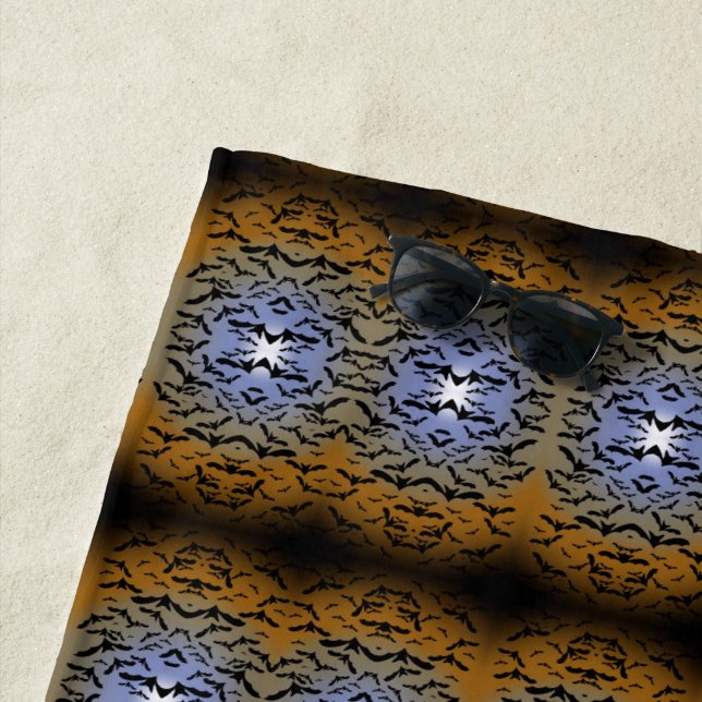 I've Gone Batty For Black Bats & Pretty Moonlight Beach Towel (In Situ)