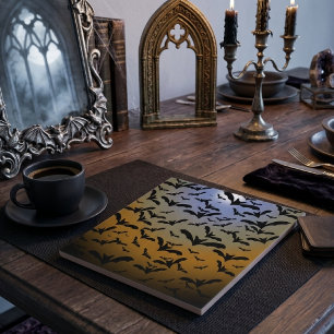 I've Gone Batty For Black Bats & Pretty Moonlight Ceramic Tile