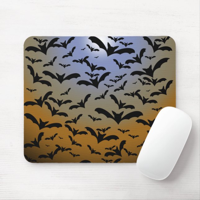 I've Gone Batty For Black Bats & Pretty Moonlight Mouse Pad (With Mouse)