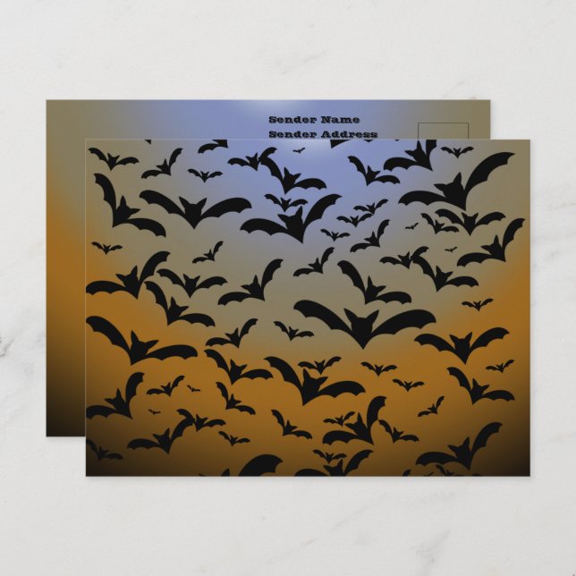 I've Gone Batty For Black Bats & Pretty Moonlight Postcard (Front/Back)