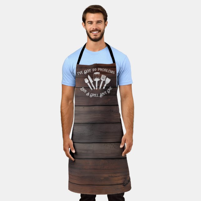 "I've Got 99 Problems but a Grill Ain't One-Funny  Apron (Worn)