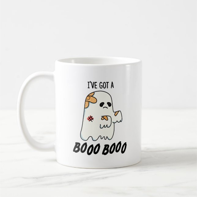 I've Got A Boo Boo Funny Halloween Ghost Pun Coffee Mug (Left)