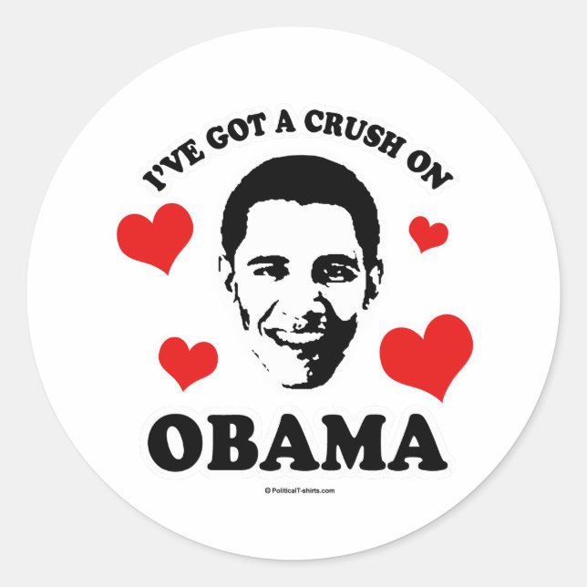 I'VE GOT A CRUSH ON OBAMA CLASSIC ROUND STICKER (Front)