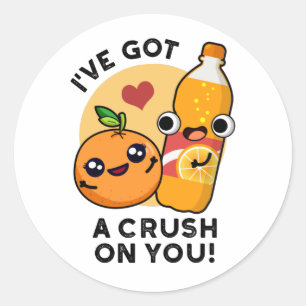 I've Got A Crush On You Funny Orange Pop Pun  Classic Round Sticker