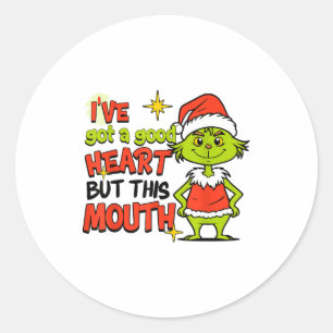 I've Got A Good Heart But This Mouth Funny Christm Classic Round Sticker