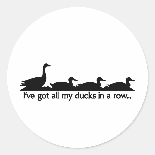 I've got all my ducks in a row... classic round sticker (Front)