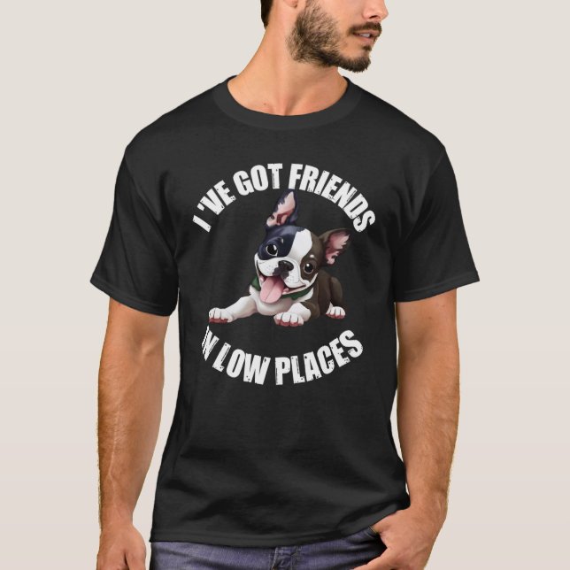 I've Got Friends In Low Places Boston Terrier  app T-Shirt (Front)